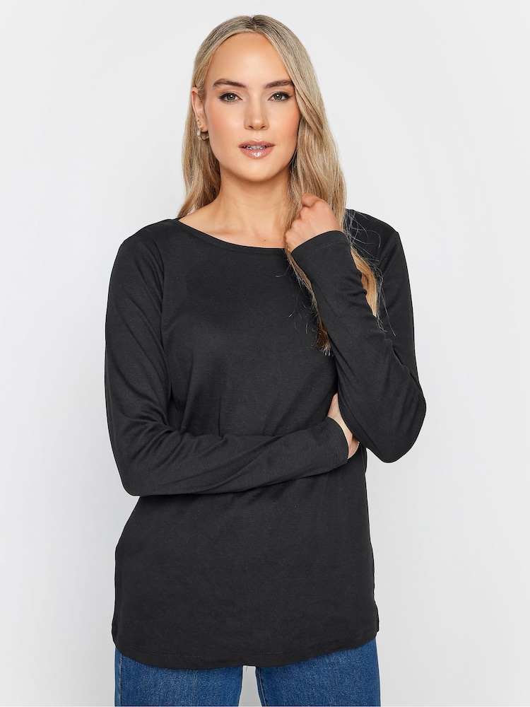 Long Tall Sally Grey 100% Cotton Long Sleeve Scoop Neck T-Shirts 3 Pack - Image 2 of 7