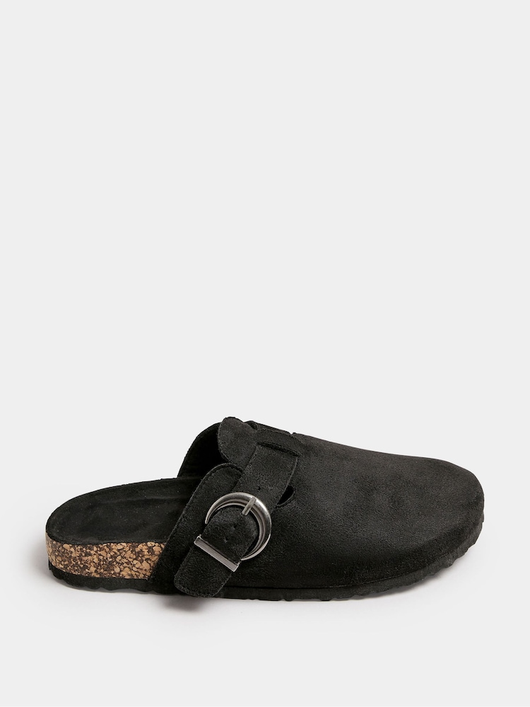 Long Tall Sally Black Faux Suede Footbed Clogs - Image 2 of 5