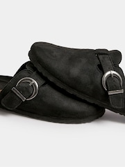 Long Tall Sally Black Faux Suede Footbed Clogs - Image 4 of 5