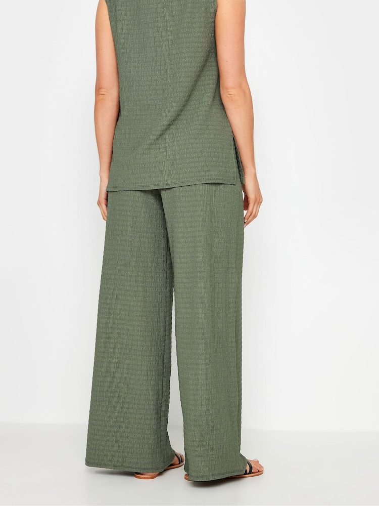 Long Tall Sally Green Wide Leg Textured Trousers - Image 2 of 5