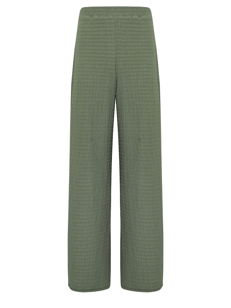 Long Tall Sally Green Wide Leg Textured Trousers - Image 5 of 5