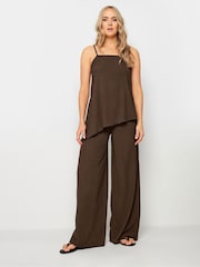 Long Tall Sally Brown Chocolate Strappy Asymmetric Top - Image 2 of 5