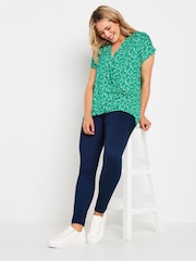 M&Co Green Floral Wrap Top - Image 2 of 5