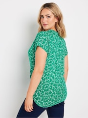 M&Co Green Floral Wrap Top - Image 3 of 5