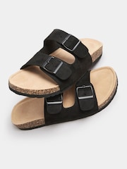 Long Tall Sally Black Leopard Moulded Footbed Sandals In Standard Fit - Image 4 of 5