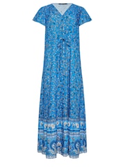 M&Co Flower Print Tiered Maxi Dress With Border Hem - Bild 5 von 5