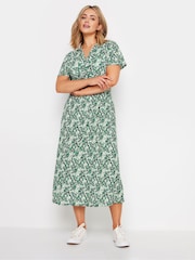 M&Co Green Floral Print Twist Front Short Sleeve Dress - Image 2 of 6