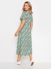 M&Co Green Floral Print Twist Front Short Sleeve Dress - Image 4 of 6