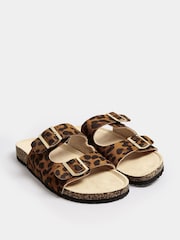 Long Tall Sally Brown Leopard Moulded Footbed Sandals In Standard Fit - Image 2 of 5