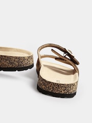 Long Tall Sally Brown Leopard Moulded Footbed Sandals In Standard Fit - Image 3 of 5