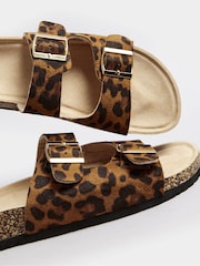 Long Tall Sally Brown Leopard Moulded Footbed Sandals In Standard Fit - Image 4 of 5