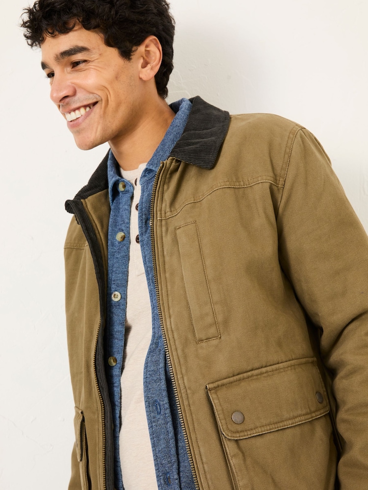 FatFace Khaki Green Canvas Jacket - Image 3 of 7