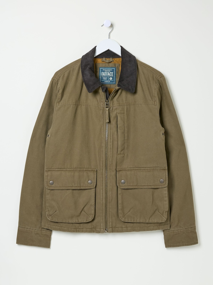 FatFace Khaki Green Canvas Jacket - Image 6 of 7