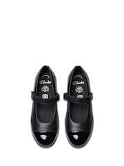Clarks Black Wide Fit (G) Finja Gem Mary Jane School Shoes - Image 6 of 8