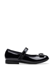 Clarks Finja Tap Mary Jane Bow Patent School Shoes - Imagen 1 de 8