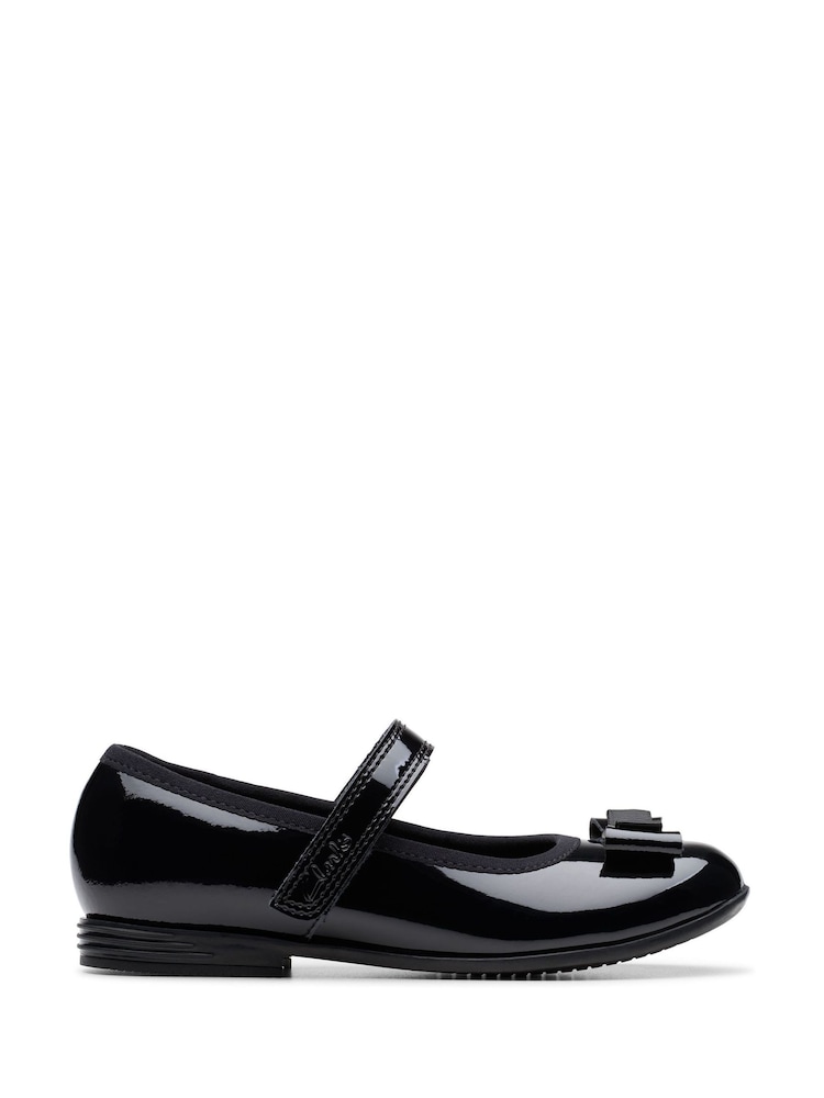 Clarks Finja Tap Mary Jane Bow Patent School Shoes - Imagen 1 de 8