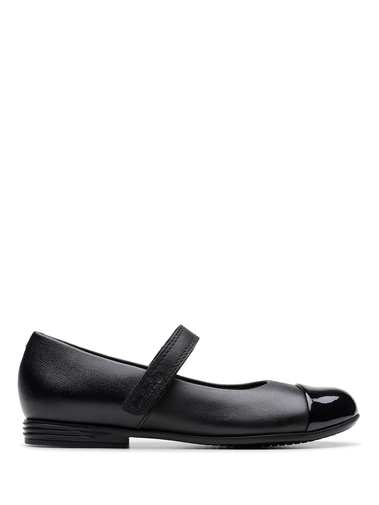 Clarks Black Wide Fit (G) Finja Gem Mary Jane Shoes - Image 1 of 7
