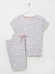 FatFace Grey Pyjama Set Grey Rabbit - Image 6 of 8