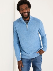 FatFace Light Blue Berwick Laundered Half Neck Jumper - Image 1 of 9