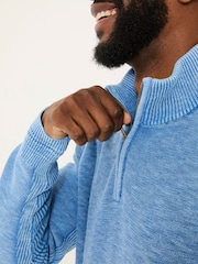 FatFace Light Blue Berwick Laundered Half Neck Jumper - Image 4 of 9