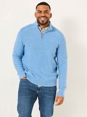 FatFace Light Blue Berwick Laundered Half Neck Jumper - Image 6 of 9