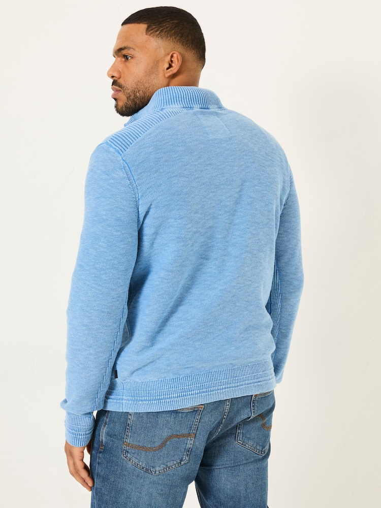 FatFace Light Blue Berwick Laundered Half Neck Jumper - Image 7 of 9