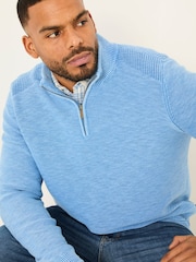 FatFace Light Blue Berwick Laundered Half Neck Jumper - Image 8 of 9