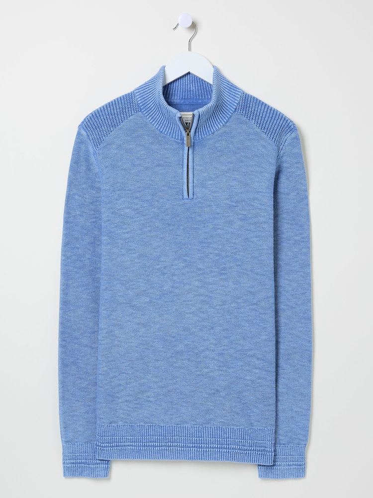 FatFace Light Blue Berwick Laundered Half Neck Jumper - Image 9 of 9