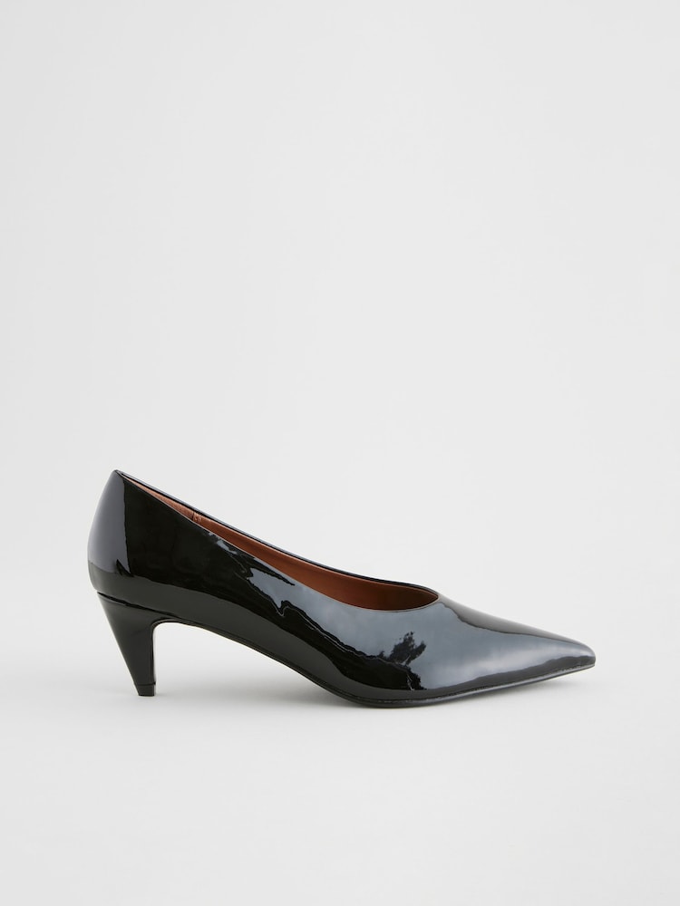 Black Patent Forever Comfort® Point Toe Peg Kitten Heels - Image 2 of 5