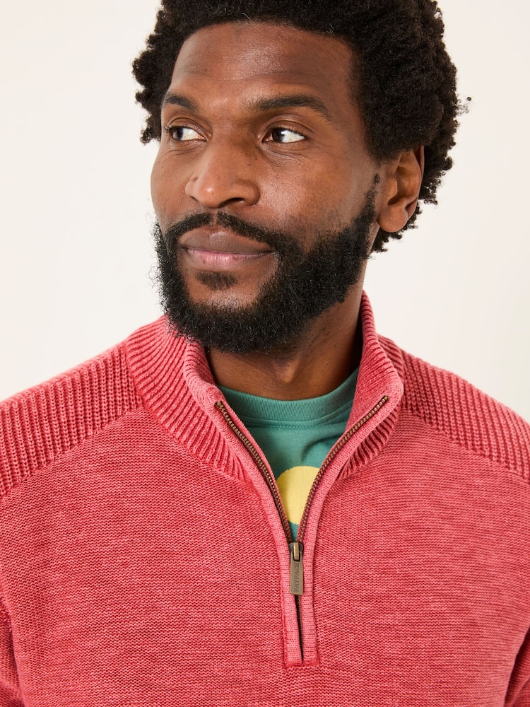 FatFace Washed Red Berwick Laundered Half Neck Jumper - Image 4 of 6