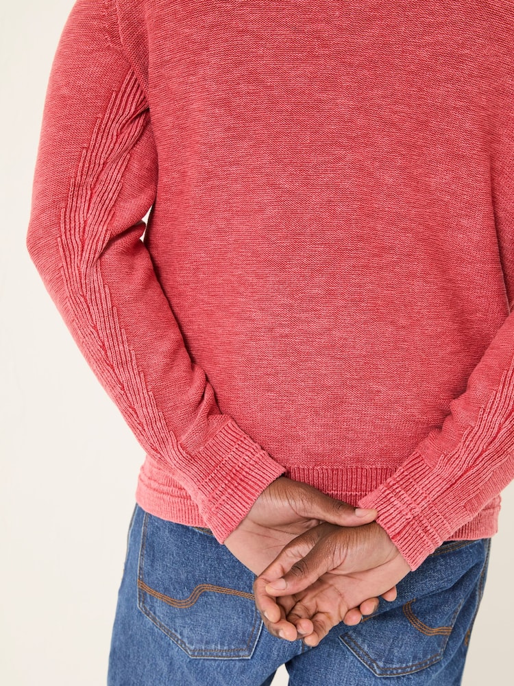 FatFace Washed Red Berwick Laundered Half Neck Jumper - Image 5 of 6