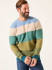 Hinton Green Stripe Crew Neck Jumper - Image 1 of 8