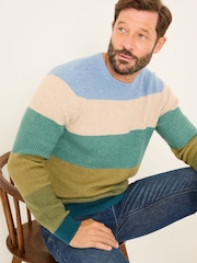 Hinton Green Stripe Crew Neck Jumper - Image 3 of 8