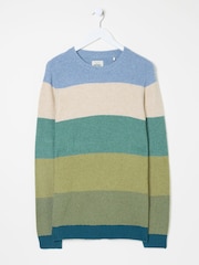 Hinton Green Stripe Crew Neck Jumper - Image 5 of 8