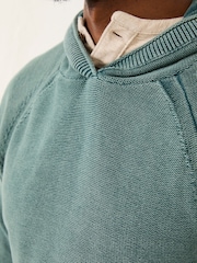 FatFace Sage Green Berwick 100% Cotton Laundered Hoodie - Image 4 of 5