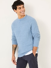 FatFace Light Blue Hinton Textured Knitted Crew Neck Jumper - Image 1 of 5