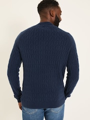 FatFace Navy Hinton Textured Knitted Crew Neck Jumper - Image 2 of 7