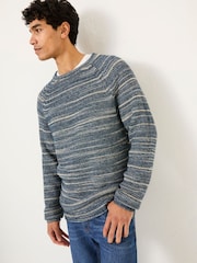 FatFace Navy Ombre Knitted Crew Neck Jumper - Image 1 of 5