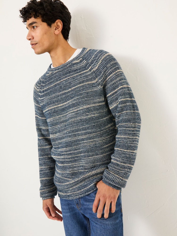 FatFace Navy Ombre Knitted Crew Neck Jumper - Image 1 of 5