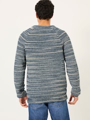 FatFace Navy Ombre Knitted Crew Neck Jumper - Image 2 of 5