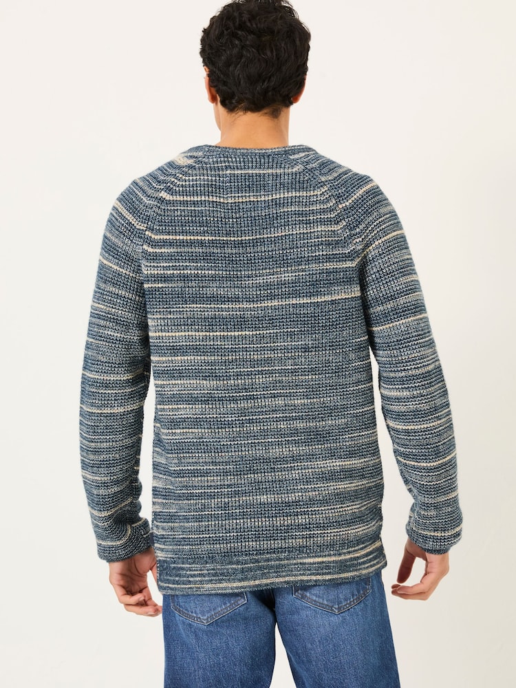 FatFace Navy Ombre Knitted Crew Neck Jumper - Image 2 of 5