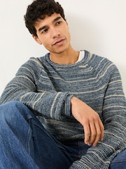 FatFace Navy Ombre Knitted Crew Neck Jumper - Image 3 of 5