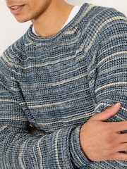 FatFace Navy Ombre Knitted Crew Neck Jumper - Image 4 of 5