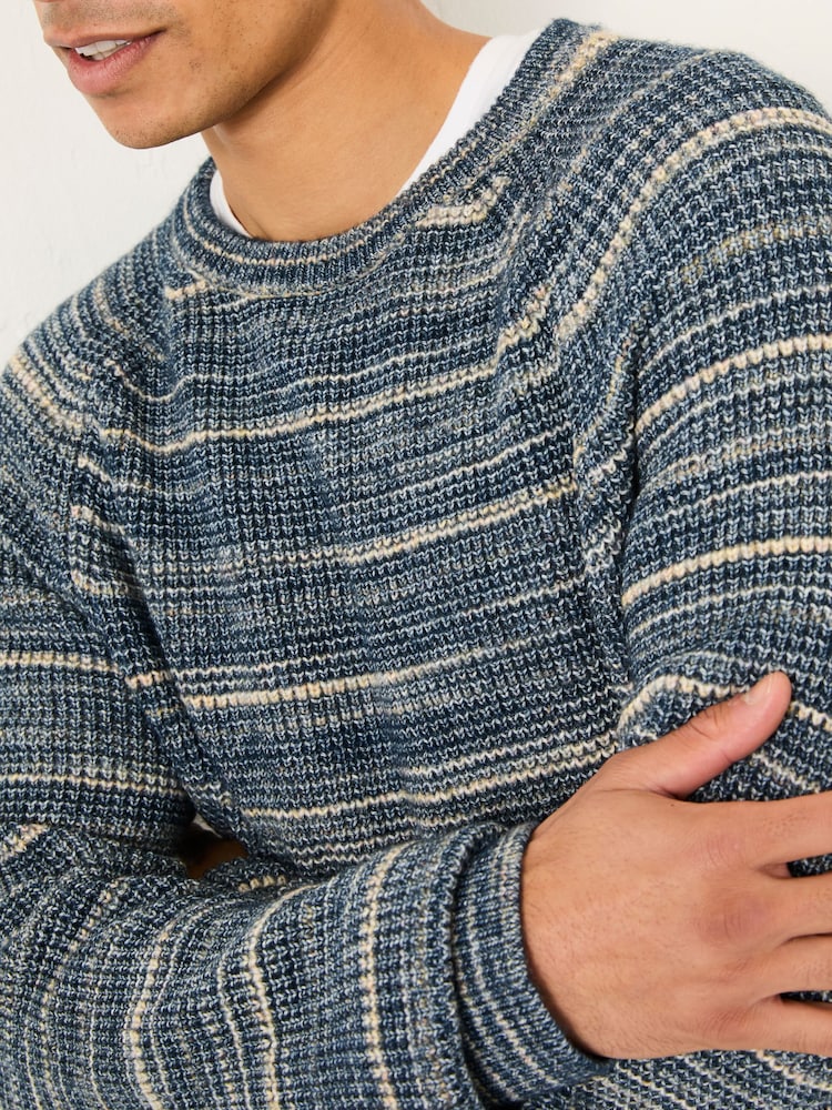 FatFace Navy Ombre Knitted Crew Neck Jumper - Image 4 of 5