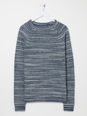 FatFace Navy Ombre Knitted Crew Neck Jumper - Image 5 of 5