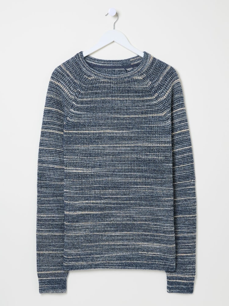 FatFace Navy Ombre Knitted Crew Neck Jumper - Image 5 of 5