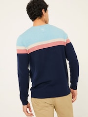 FatFace Navy Rye Chest Stripe Knitted Crew Neck Jumper - Image 2 of 8