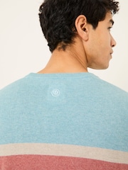 FatFace Navy Rye Chest Stripe Knitted Crew Neck Jumper - Image 4 of 8