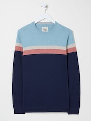 FatFace Navy Rye Chest Stripe Knitted Crew Neck Jumper - Image 8 of 8