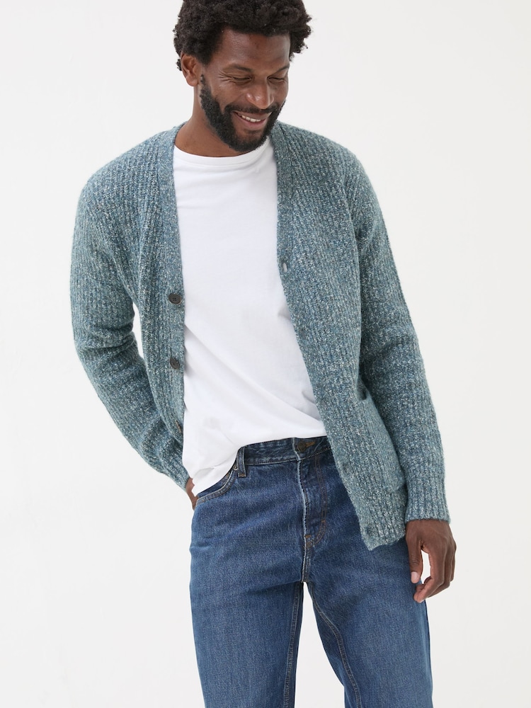 FatFace Mid Blue Sefton Lofty Knitted Cardigan - Image 1 of 5